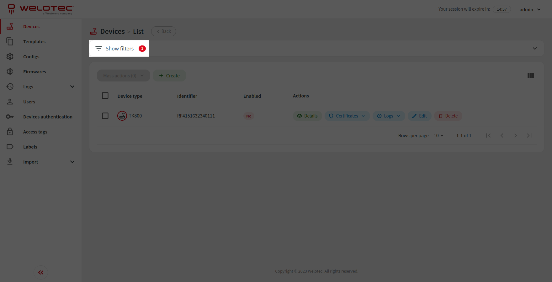 Active list filters