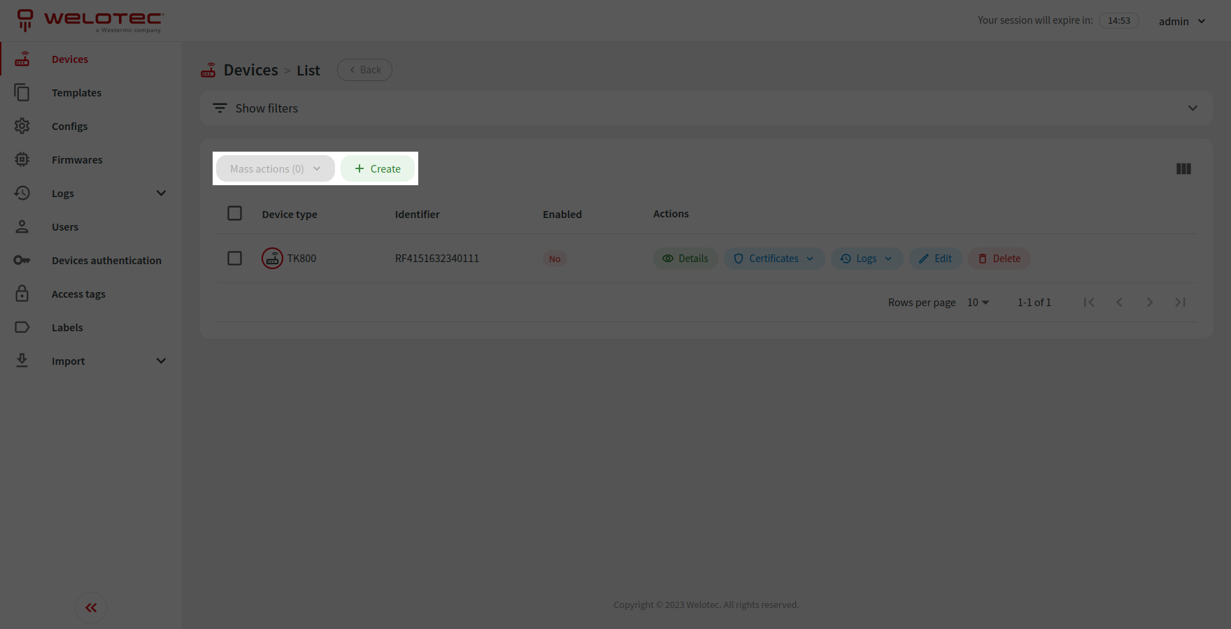 List actions